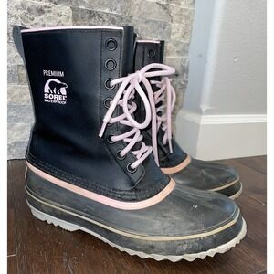 Sorel‎ Premium 1964 Winter Boots Womens 10 Waterproof Black Pink